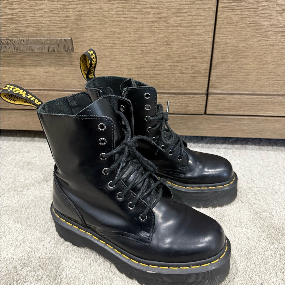 Black Leather Lace-Up Boots